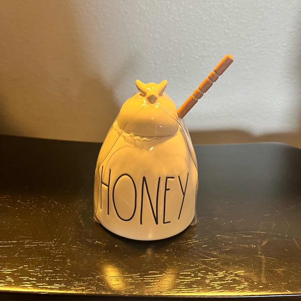 Rae Dunn White Honey Jar with Dipper